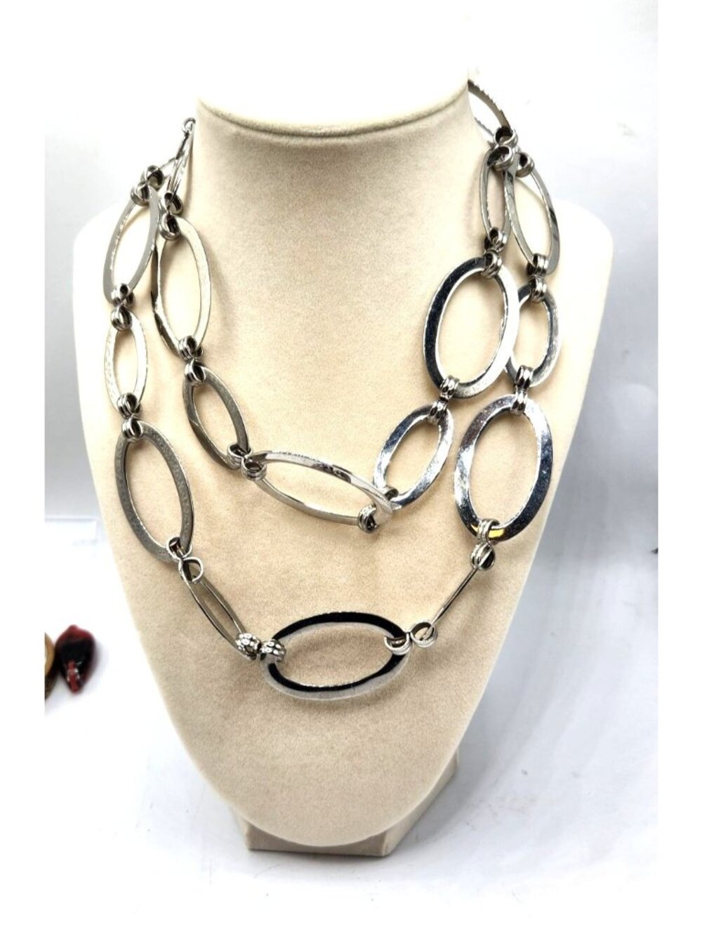 Stainless Steel Oval Link Necklace Adjustable Long Chain Design